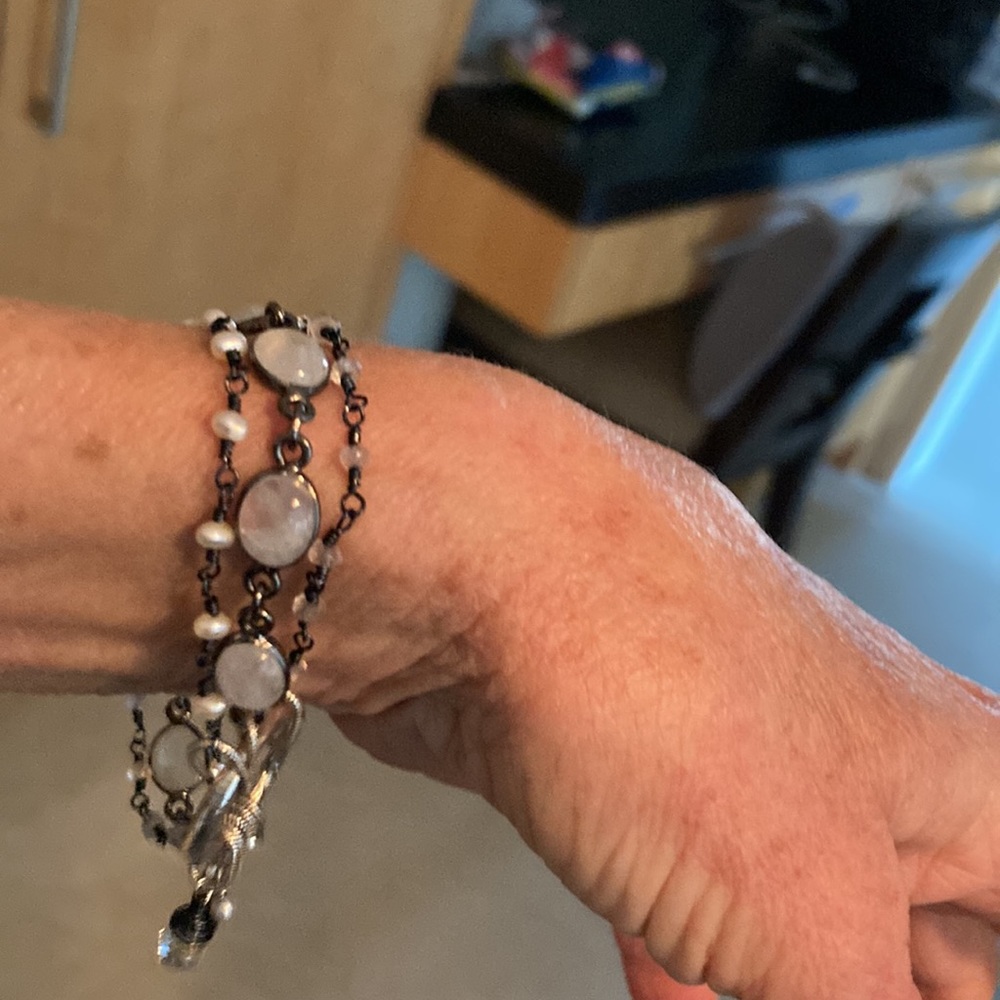 Silver bracelet with moonstones - Picture 6 of 7